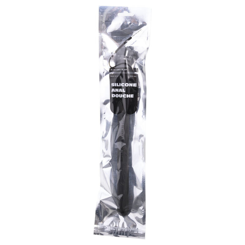 ALL BLACK Ducha Anal Dobrável Silicone 27cm para higiene íntima.