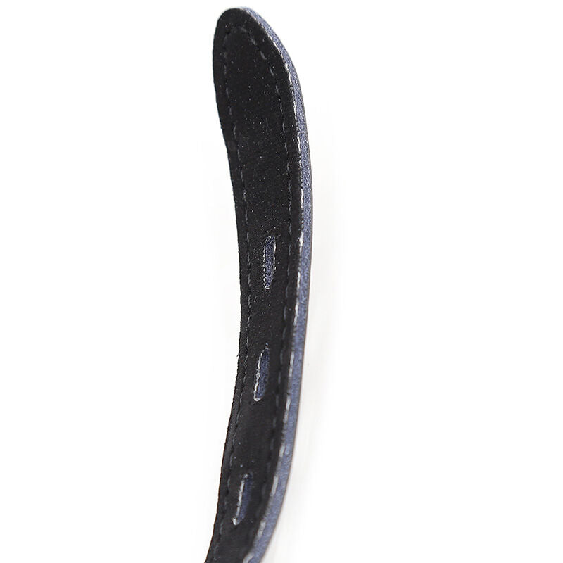 Ohmama Fetish Gag de Bola de Silicone com Cinto de Couro e Cadeado, mostrando a bola de silicone preta e o cinto de couro ajustável.