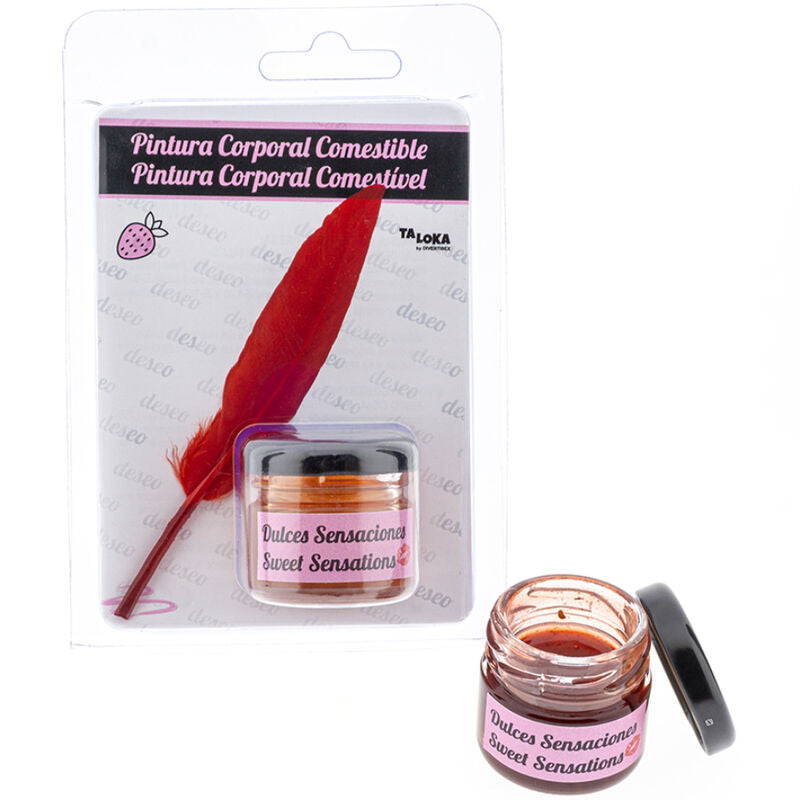 Tinta comestível TALOKA sabor morango para jogos eróticos e diversão íntima.