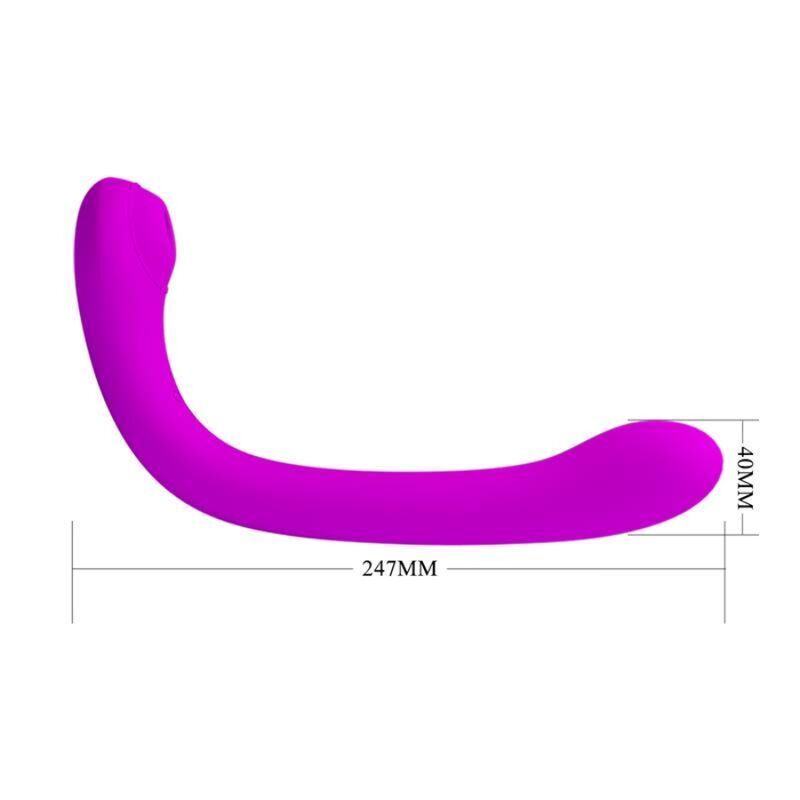Close-up of the PRETTY LOVE Vibrador Alex com Sucção Clitoriana e Ponto G Lilás showing its flexible design and dual stimulation features.