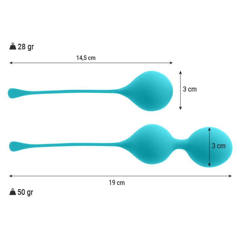 Close-up of the Intense Pack Bolas Kegel Kendall Azul, showing its smooth silicone design and elegant color for pelvic floor training.