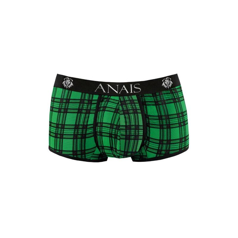 Boxer masculino ANAIS MEN Magic XL Xadrez Verde e Preto, exibindo o padrão e o tecido macio.
