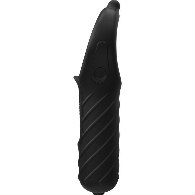 Close-up do BATHMATE Vibe Edge, anel vibrador peniano de silicone macio com 10 padrões de vibração.