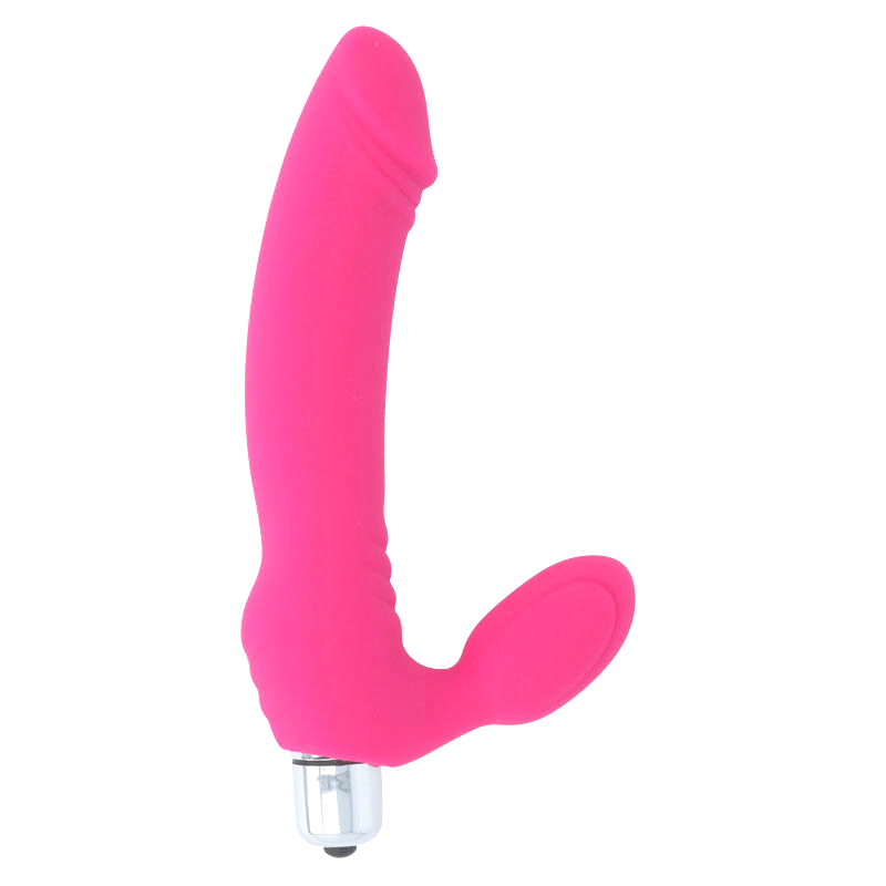 Close-up do Vibrador Intense Açúcar de silicone fúchsia, destacando seu design ergonómico e textura suave.