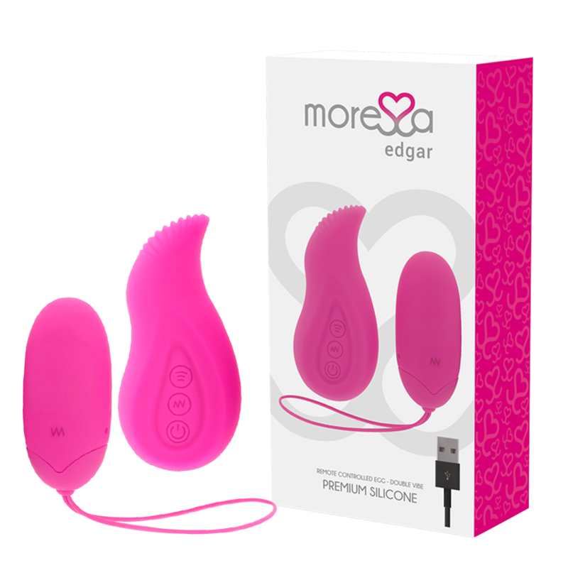 Close-up do Vibrador Duplo MORESSA Edgar Premium com Controle Remoto e seus detalhes.