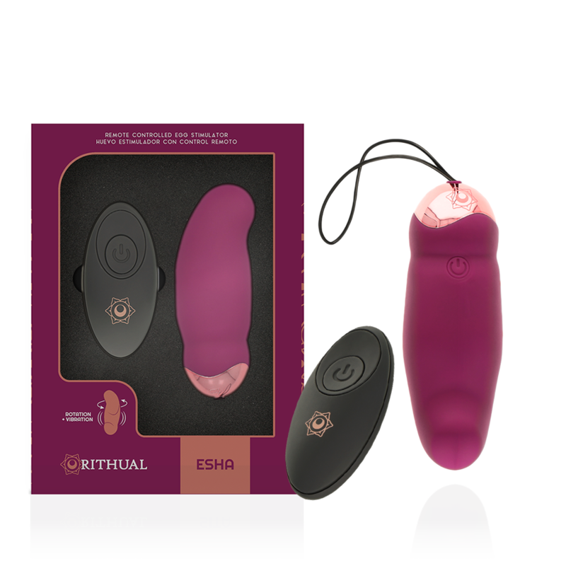 RITHUAL Esha Ovo Vibratório com controle remoto, mostrando seu design ergonômico e material de silicone.