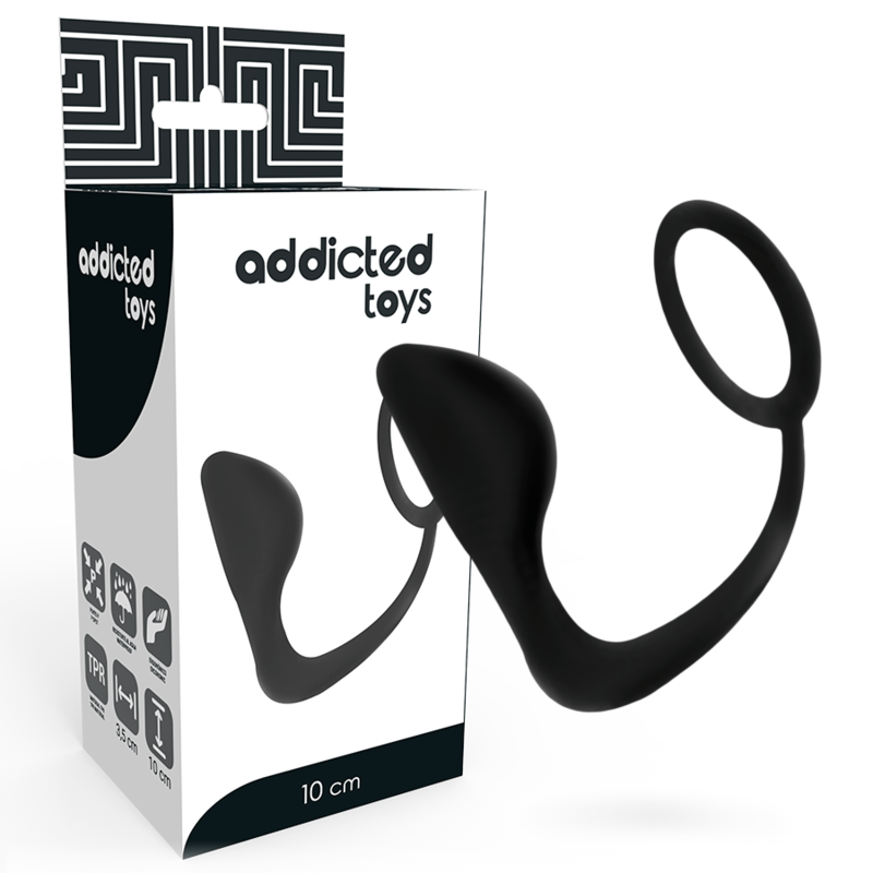 ADDICTED TOYS Plug Anal Ergonómico com Anel Peniano Integrado, textura macia e design inovador