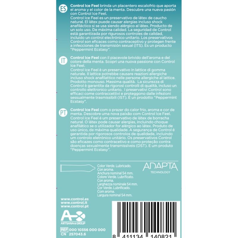 CONTROL Preservativo Efeito Ice Feel Cool Menta 10 Unidades para prazer refrescante e seguro