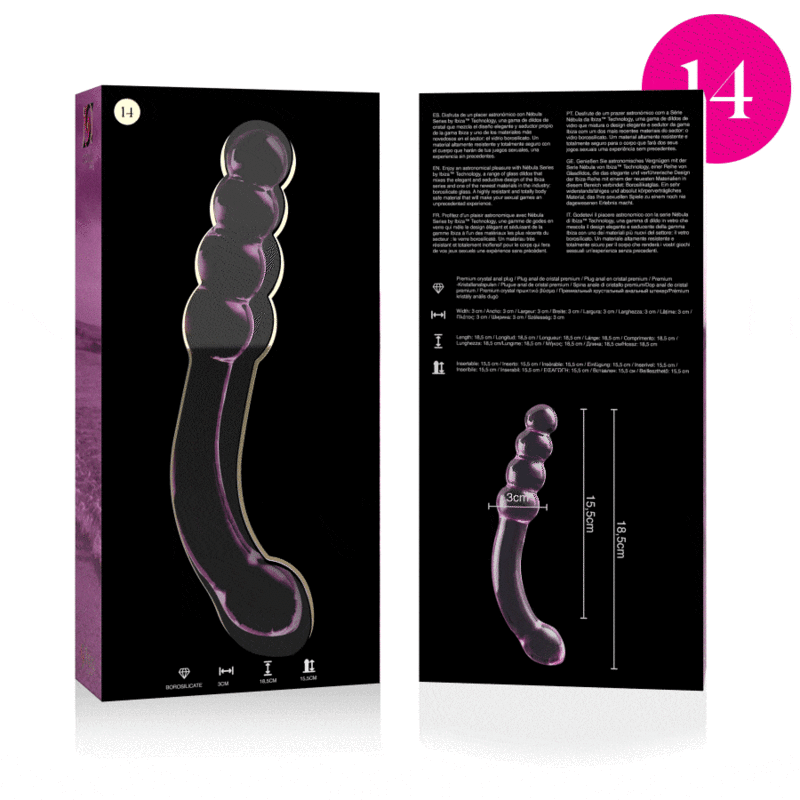 Dildo de Vidro Borosilicato Transparente Modelo 14 - 18.5 cm Ø 3 cm