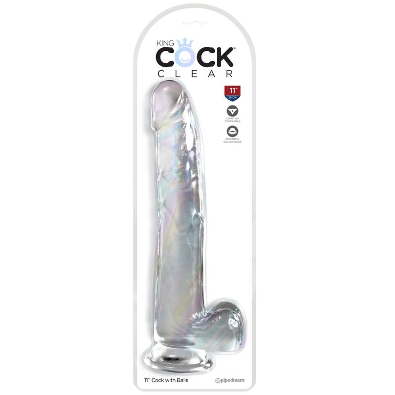 Dildo Clear com Testículos 24.8 cm Transparente