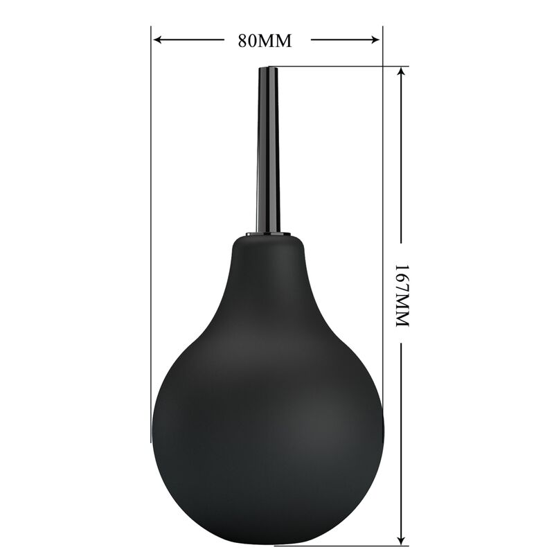 Chuveiro Anal Pera MR PLAY 224ml preto para higiene íntima segura e confortável.