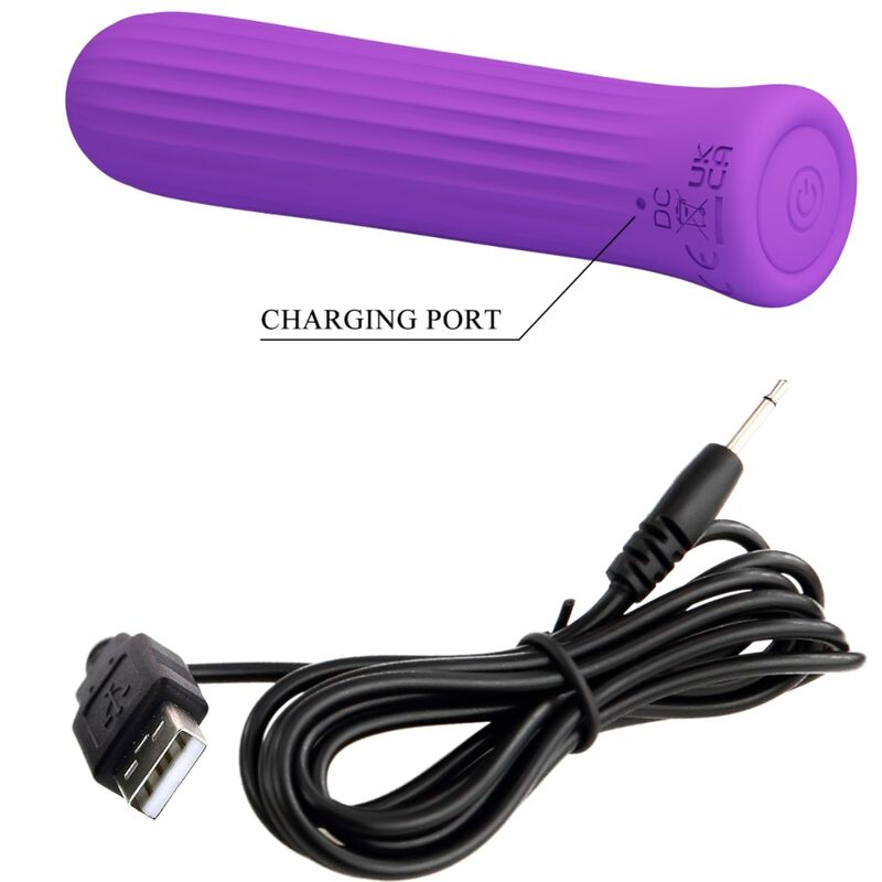 Close-up do vibrador Pretty Love Blanche Estimulador Lilac, destacando sua forma compacta e textura de silicone.