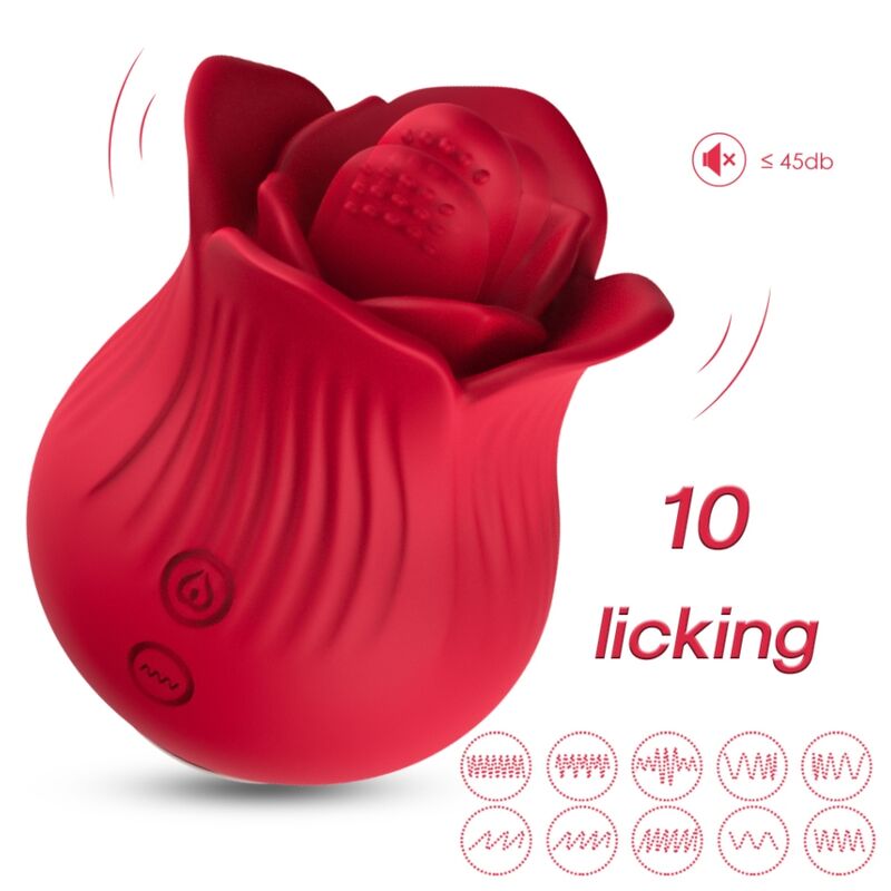 Vibrador e Estimulador Clitoriano ARMONY Rosa Vermelho com design floral e sucção