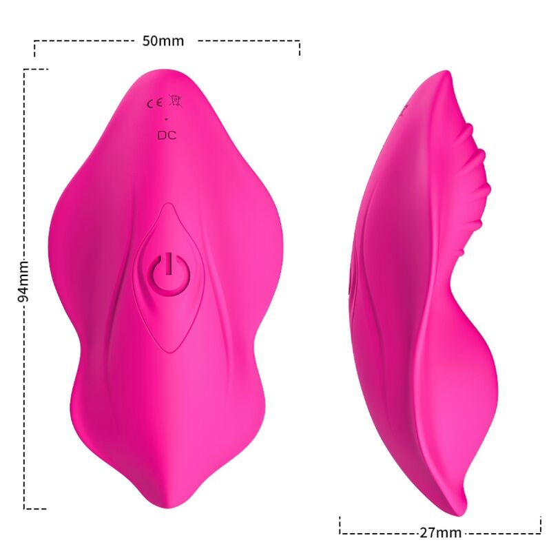 Calcinha Vibratória ARMONY Whisper Fúcsia com Controle Remoto, mostrando seu design ergonômico e material de silicone.