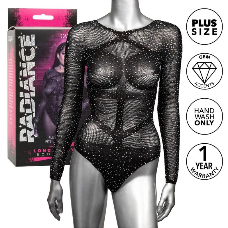 Body Radiance Plus Size de Manga Comprida com Strass