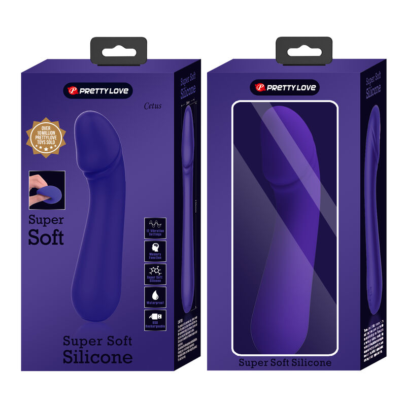 Close-up of the PRETTY LOVE Vibrador Ponto G Recarregável de Silicone Roxo, highlighting its flexible design and smooth texture.