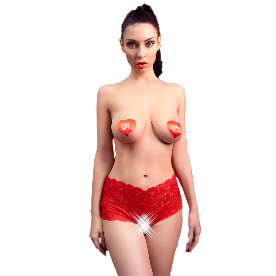 CHILIROSE Calcinha Crotchless Vermelha L/XL Sensual