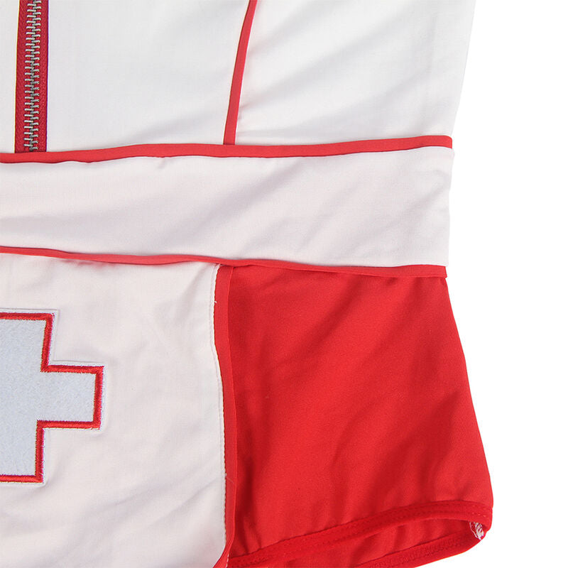 Fantasia de Enfermeira Sexy SUBBLIME S/M em vermelho e branco, perfeita para roleplay
