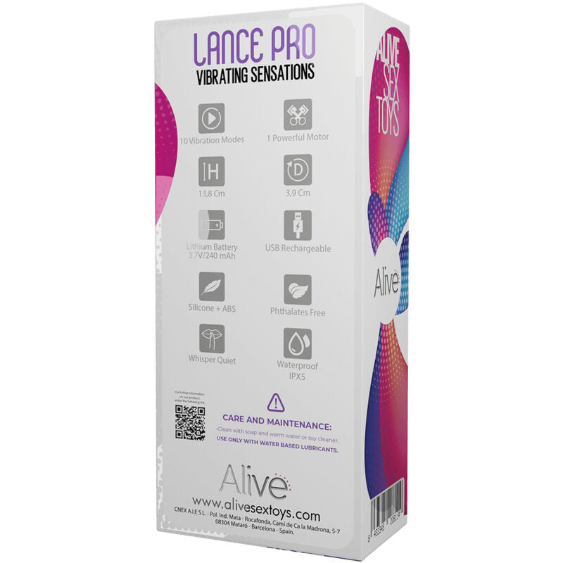 Alive Estimulador Anal Lance Pro Rosa em silicone aveludado, detalhe das curvas ergonómicas