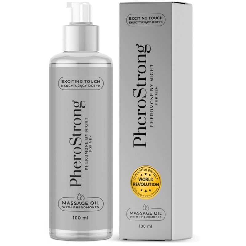 PHEROSTRONG Óleo de Massagem Noite para Homem com Feromónios 100 ML para atração sensual.