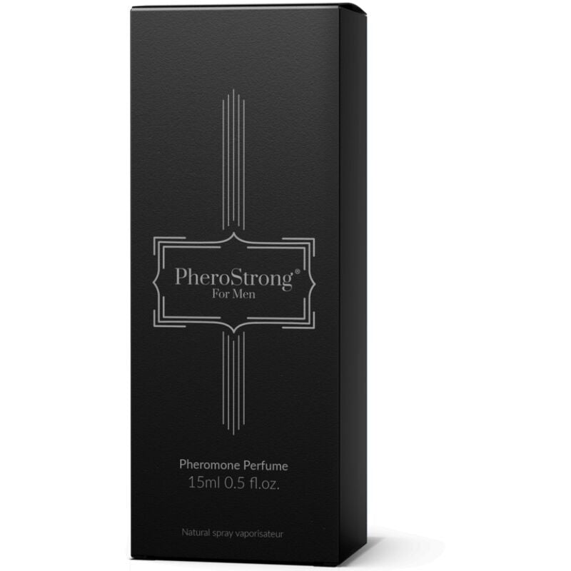 Frasco de PHEROSTRONG Perfume de Feromônios Masculino 15 ML, realçando a atração.