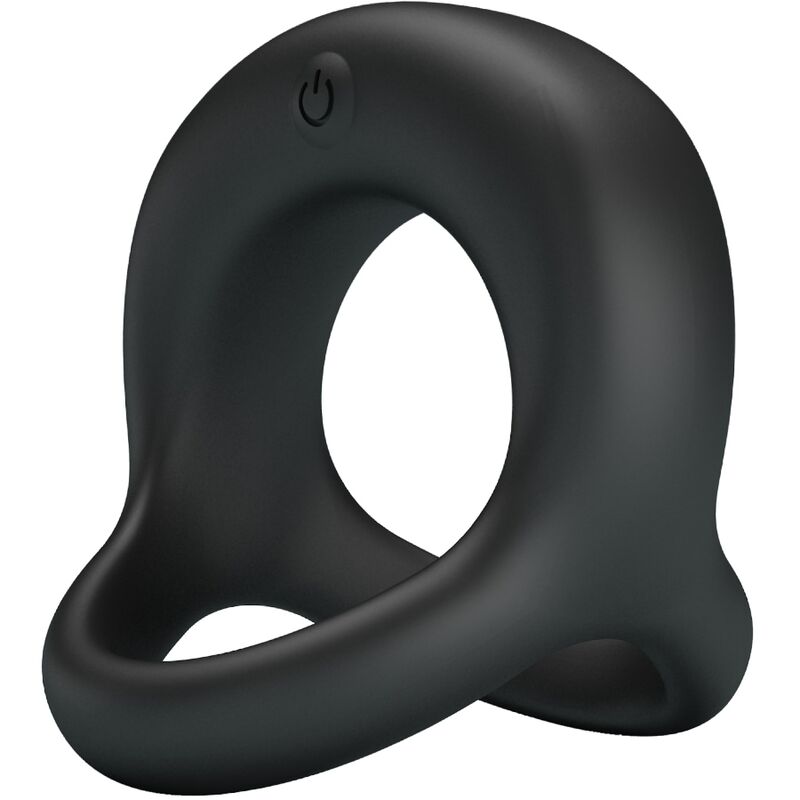 Close-up of the PRETTY LOVE Elliott Anel Vibratório para Pénis e Bolas Preto, showing its texture and features.
