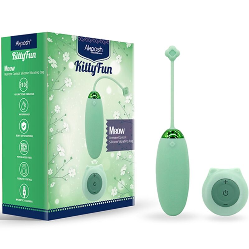 Armony Kitty Fun Ovo Vibrador com Controle Remoto 10 Vibrações Verde, mostrando design ergonómico e cor.