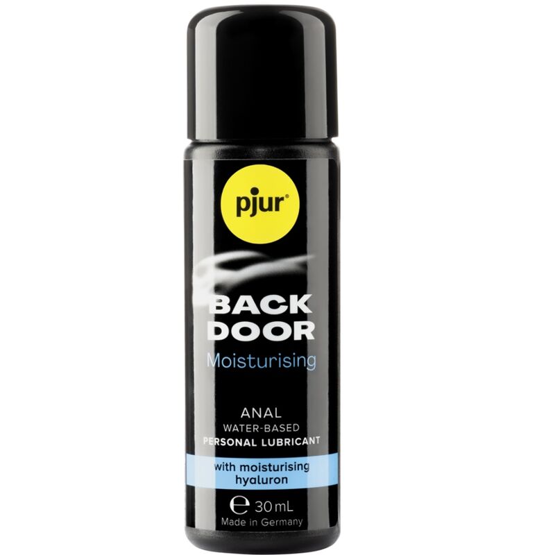 Embalagem do PJUR Lubrificante Anal Hidratante Back Door Conforto 30 ML, detalhe do frasco.