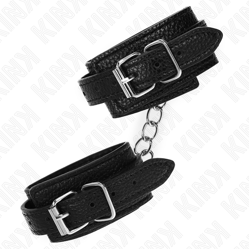 Pulseira BDSM KINK Cobra Ajustável Preta, detalhe do fecho e material.