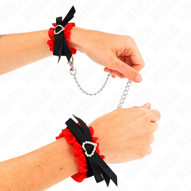 Retenções de Punho Elásticas Renda Coração Vermelho Ajustáveis 22-35cm