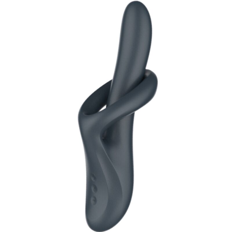 Satisfyer Heat Flex 4 Vibrador Rabbit com Efeito Térmico e Rotação, cor cinza, mostrando detalhes do design e do estimulador.