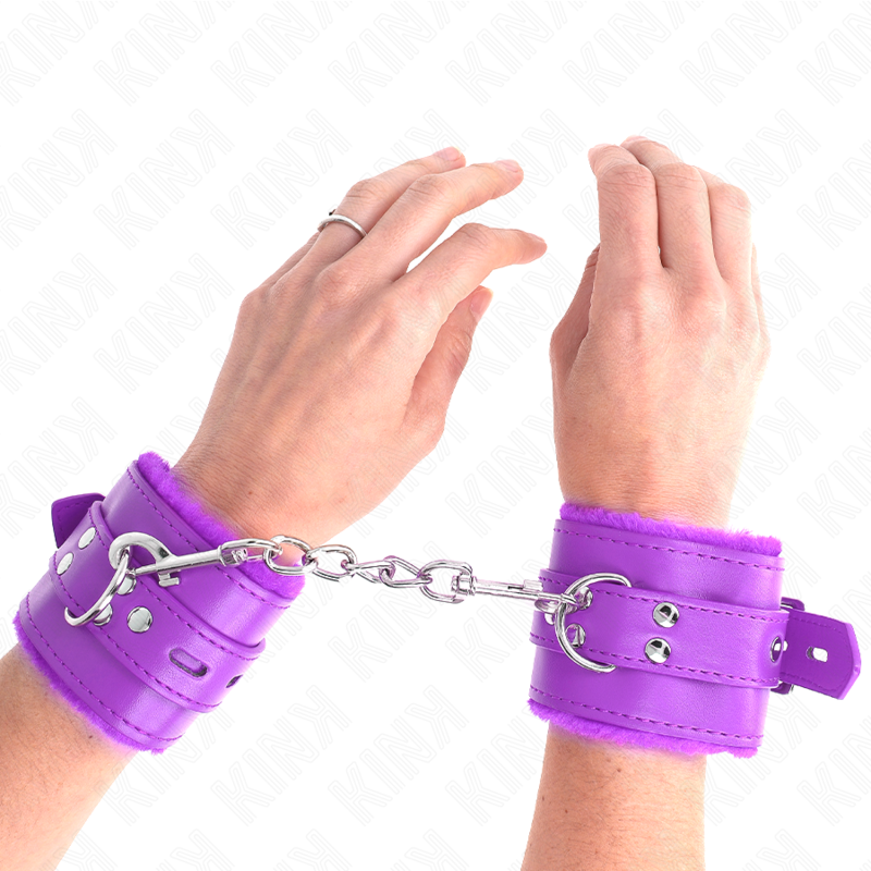 Pulseira de pulso KINK em pele roxa com furos quadrados e fecho ajustável