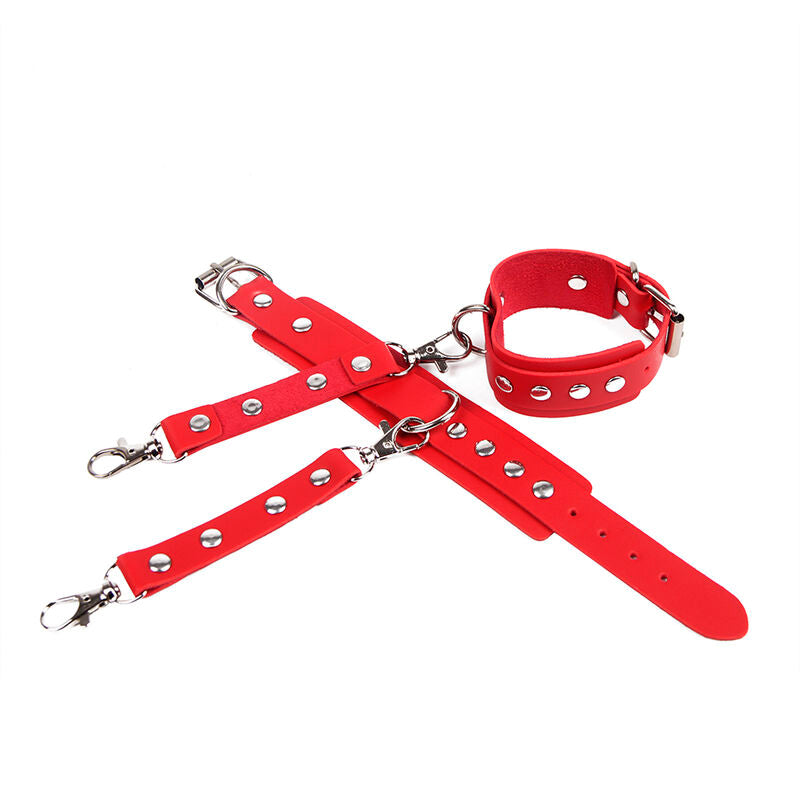 Imagem de SUBBLIME Algemas com Cinto Bondage Vermelho, mostrando detalhes do material e design.