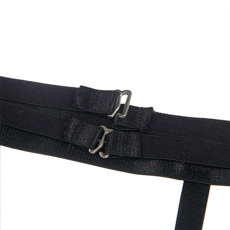 SUBBLIME Body com Cinta-Liga Preto L/XL em detalhe, mostrando o tecido e design sensual.