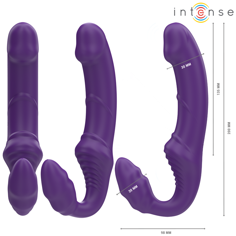 Vibrador Duplo INTENSE Jill 20cm Roxo com Controlo Remoto, em silicone