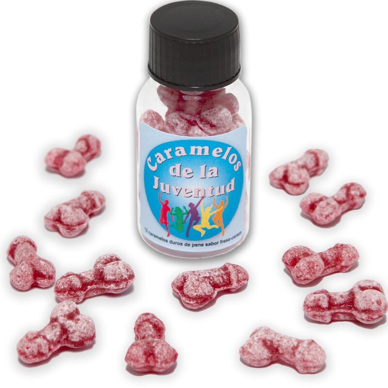 Doces em Formato de Pénis com Sabor a Morango e Cereja - 12 Unidades