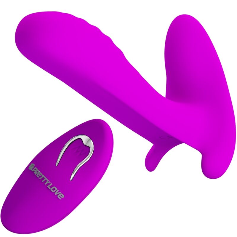 PRETTY LOVE Massageador e Vibrador Roxo com 12 Vibrações e Controlo Remoto, destacando o formato ergonómico e a textura do silicone.