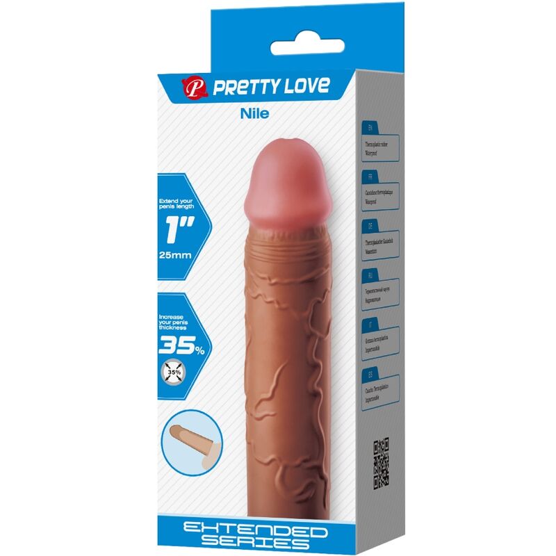 Manga de pénis PRETTY LOVE extensora com 2,5 cm de comprimento para aumentar o prazer e a circunferência.