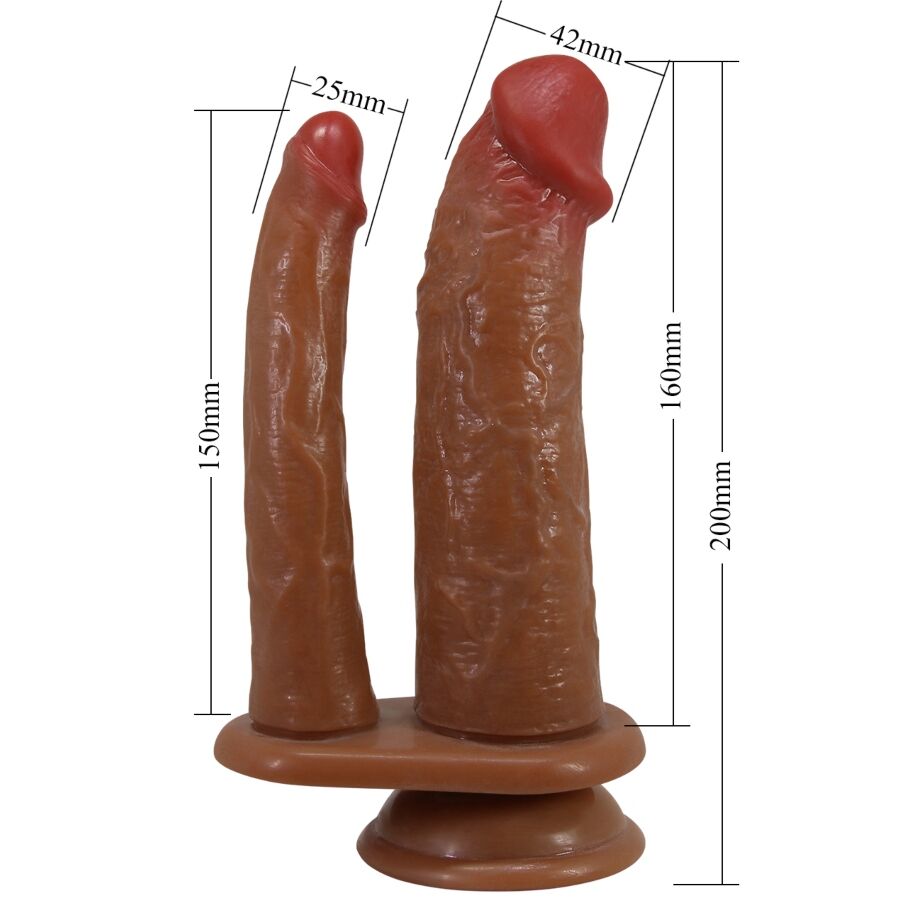 Detalhe do PRETTY LOVE Dildo Duplo Realista Goran com textura suave e design de duplo prazer.