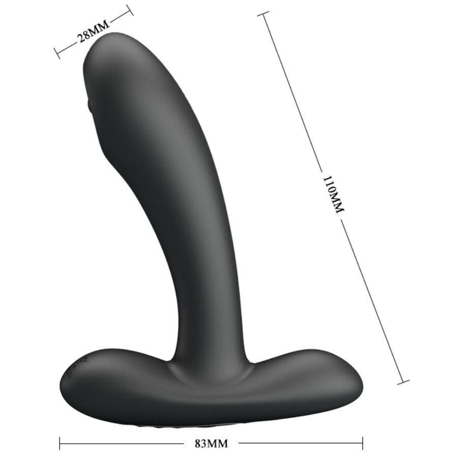 Close-up do Massageador Vibratório Anal e Vaginal PRETTY LOVE Reminton, destacando seu design em silicone preto e controle remoto.