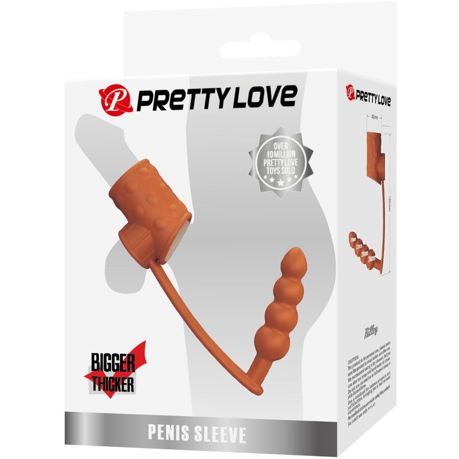 Manga para Pênis PRETTY LOVE com Plug Anal Natural e anel peniano para ereção.