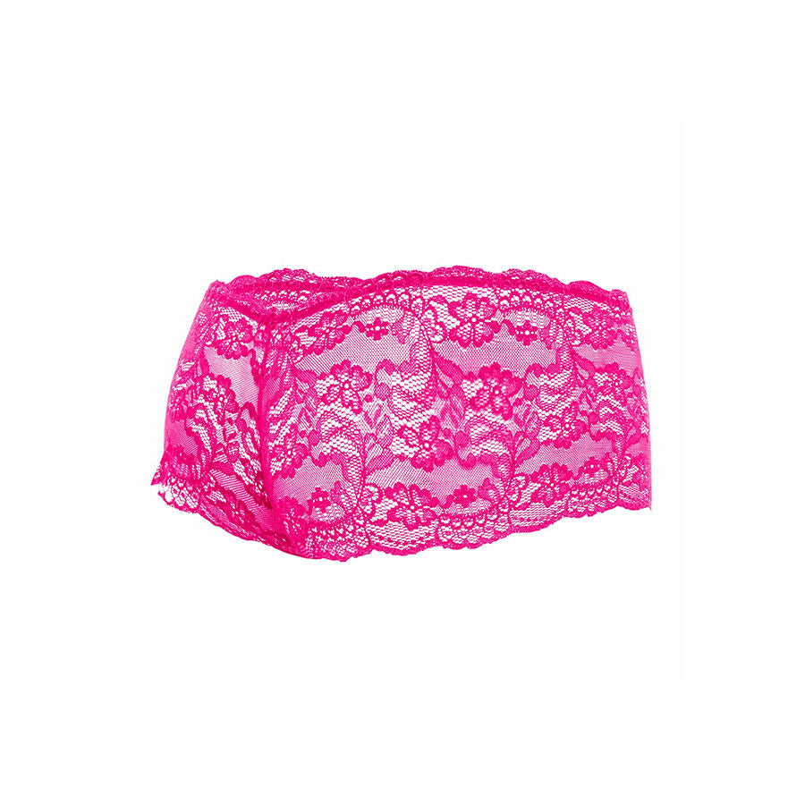 Boxer de Renda Transparente Rosa