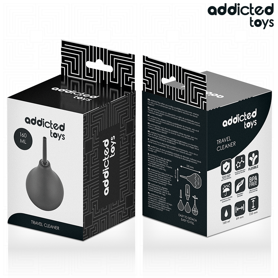ADDICTED TOYS Limpador Anal Portátil Tamanho M 160ml, ideal para higiene íntima em viagens.