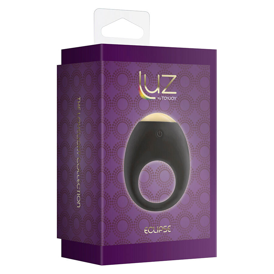 Detalhe do Anel Peniano Vibratório TOYJOY Eclipse Light com luz LED ativada