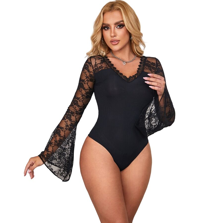 SUBBLIME Teddy Floral Renda Transparente S/M, exibindo detalhes da renda e transparência.