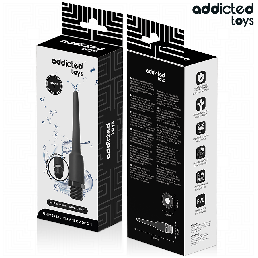 Imagem do Limpador Anal Addicted Toys Modelo 1 com adaptador universal para higiene íntima.