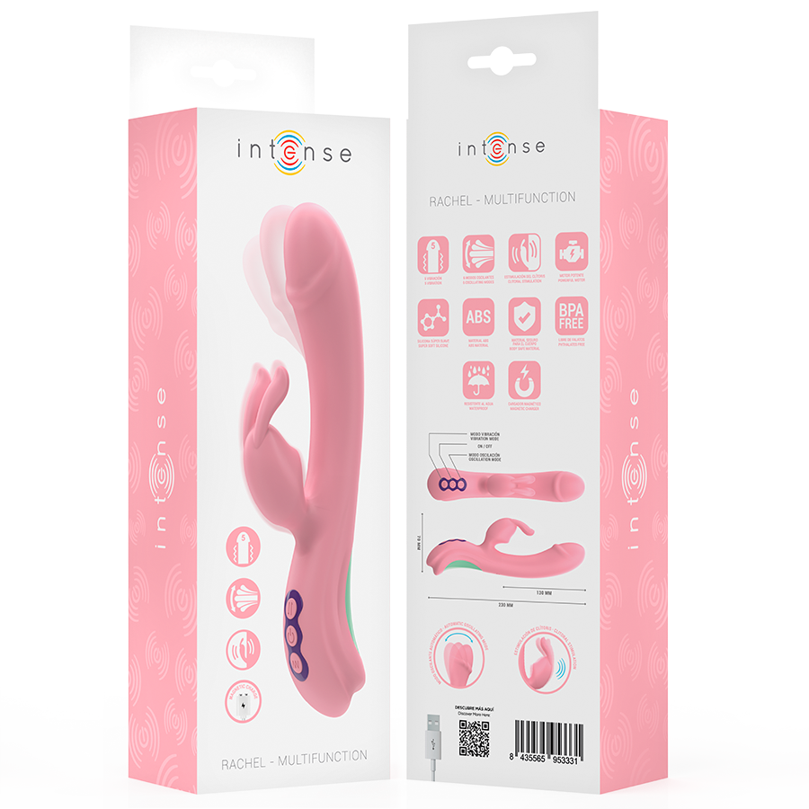 Vibrador Rabbit Rachel Intense rosa com ponta oscilante e 5 vibrações