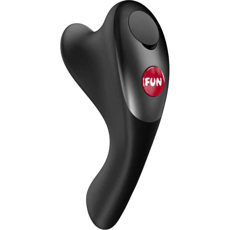 Close-up do vibrador de dedo FUN FACTORY BE·ONE Preto, mostrando seu design ergonómico e textura de silicone.