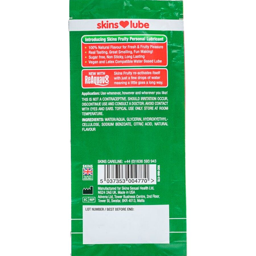 Lubrificante à Base de Água com Sabor de Melancia - Dose Única de 5 ml