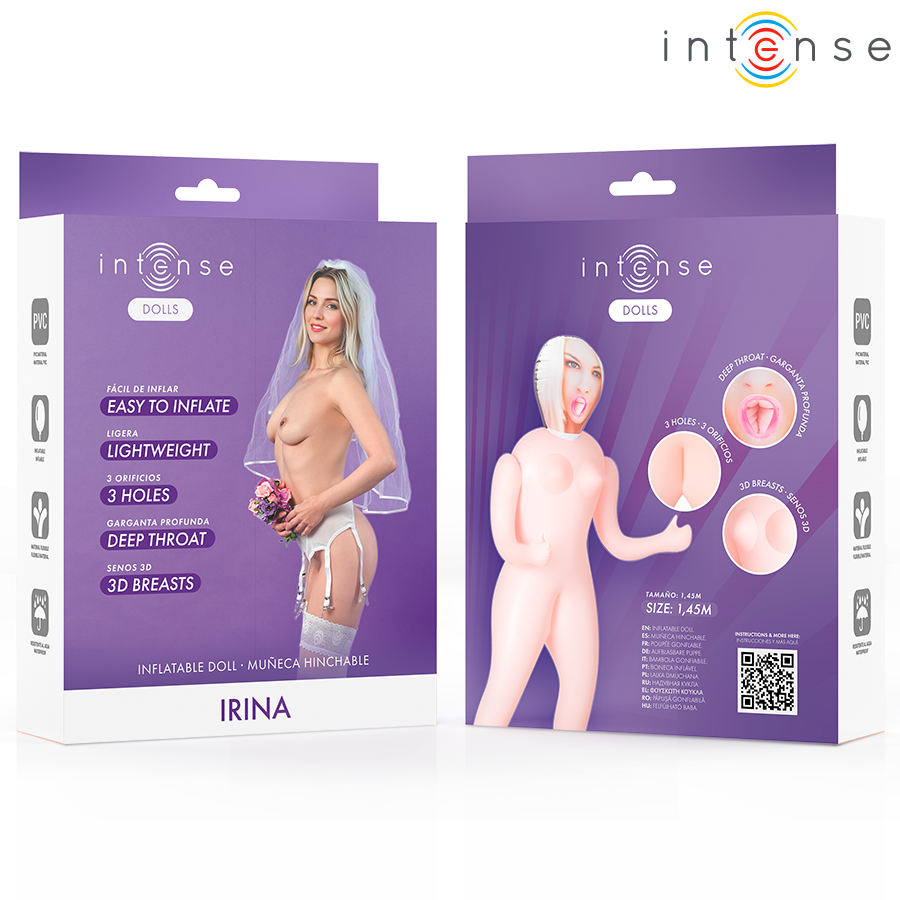 Boneca inflável realista Intense Dolls Irina com três orifícios e seios 3D.